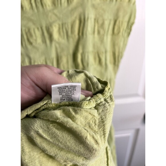 Flax Linen Lime Green Chartreuse Sleeveless Knee Length Dress Sz Petite M - Picture 10 of 10
